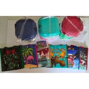 Lock & Lock K50282 6 Bowl Holiday Gift Bag Set 3.5 Cup Open Box